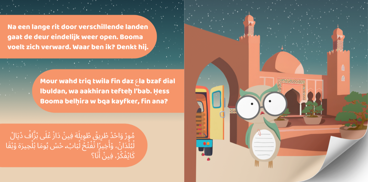 Boek: Booma belandt in een ander land- Booma sdaq fe blad okhra بُومَا صْدْقْ فْبْلَادْ أُوخْرَا - Darija